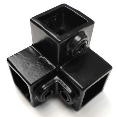 Zwarte vierkante buiskoppeling 18S gesloten hoekstuk 25 x 25mm
