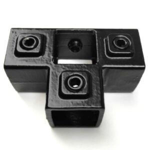 Zwarte vierkante buiskoppeling 24S T-kruisstuk 40 x 40mm