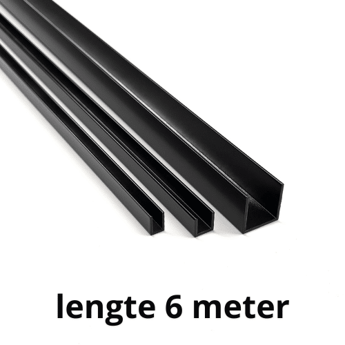 Zwart aluminium U-profiel, zwart u-profiel, zwart alu u-profiel